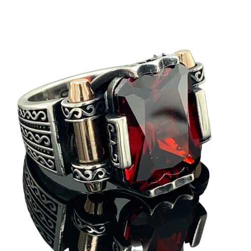 Men Handmade Ruby Stone Ring in 925K Sterling Silver for Him