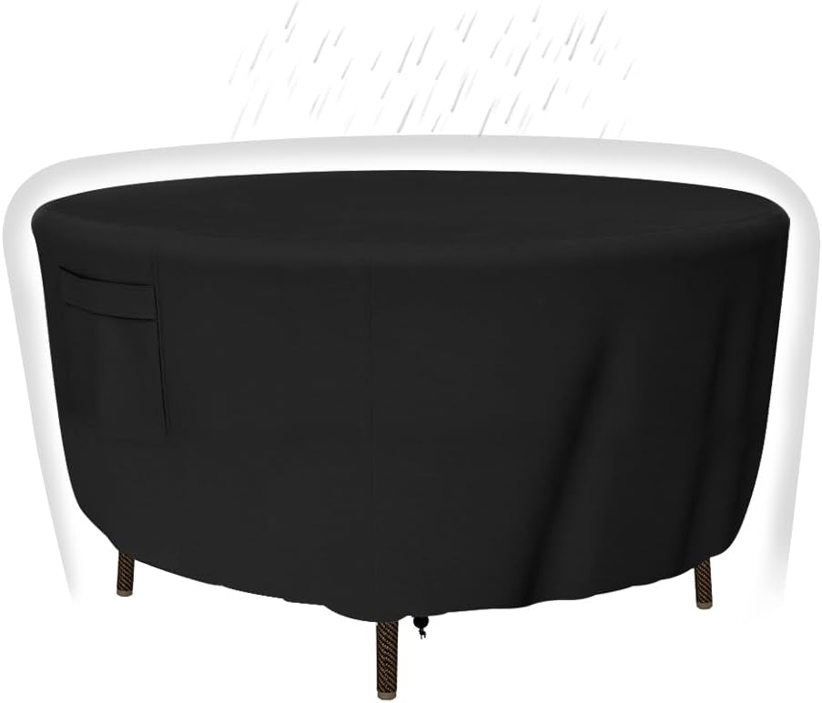 Heavy Duty Round Patio Table Cover for Outdoor Furniture Protection