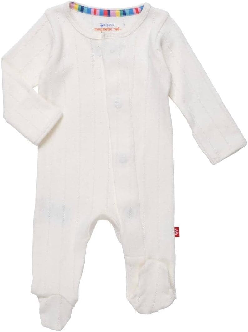 Magnetic Me Organic Cotton Baby Footie Pajamas for Easy Dressing