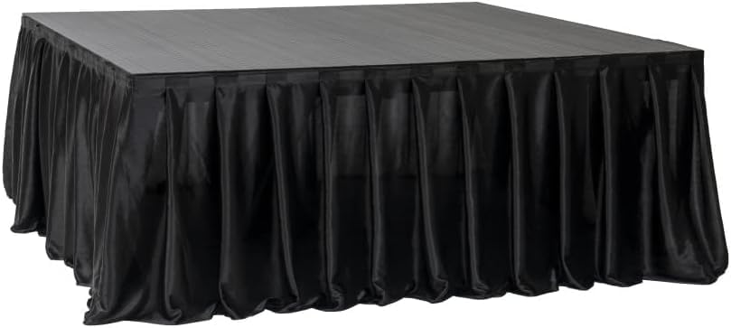 16 x 28 Portable Stage Skirt - Black Satin Fabric for Events