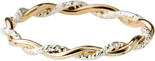 LUKRAY Braided Stacking Ring - Elegant Silver and Gold Design