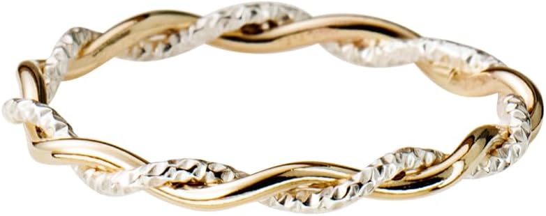 LUKRAY Braided Stacking Ring - Elegant Silver and Gold Design