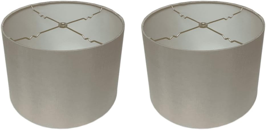 Shallow Drum Hardback Lamp Shade 15 x 16 x 10 Gray 2-Pack