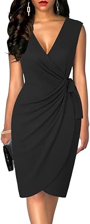 Stylish Womens Sleeveless Deep V Neck Sheath Cocktail Dress