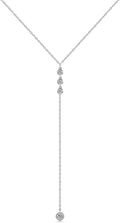 Metzakka Handmade Sterling Silver Lariat Necklace - Dainty Y Drop