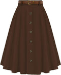 Belle Poque Vintage High Waist A-Line Midi Skirt - Flattering Retro