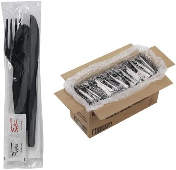 250 Plastic Cutlery Packets - Complete Disposable Utensil Set