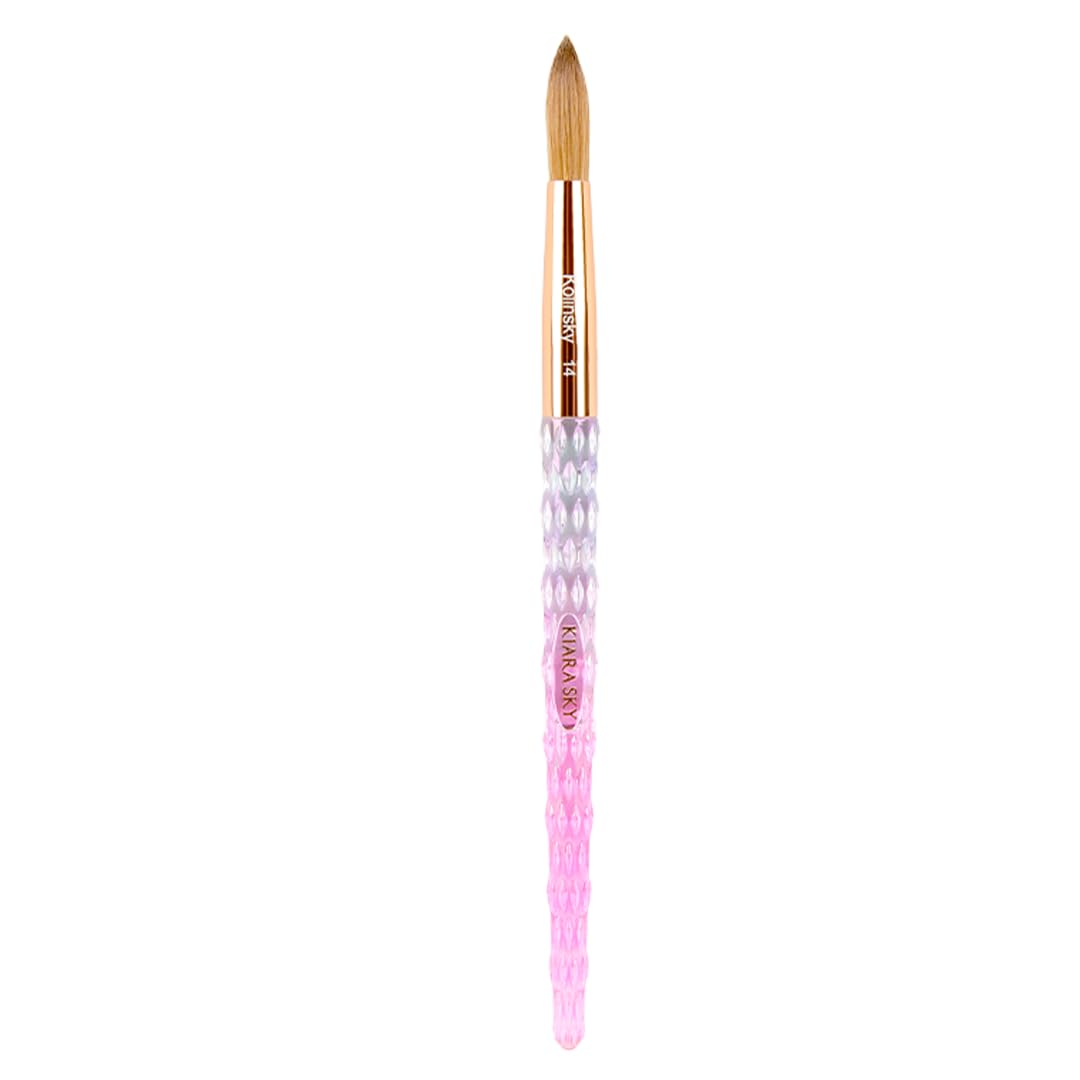 Kiara Sky Acrylic Brush #14 - 100% Pure Kolinsky in Pink