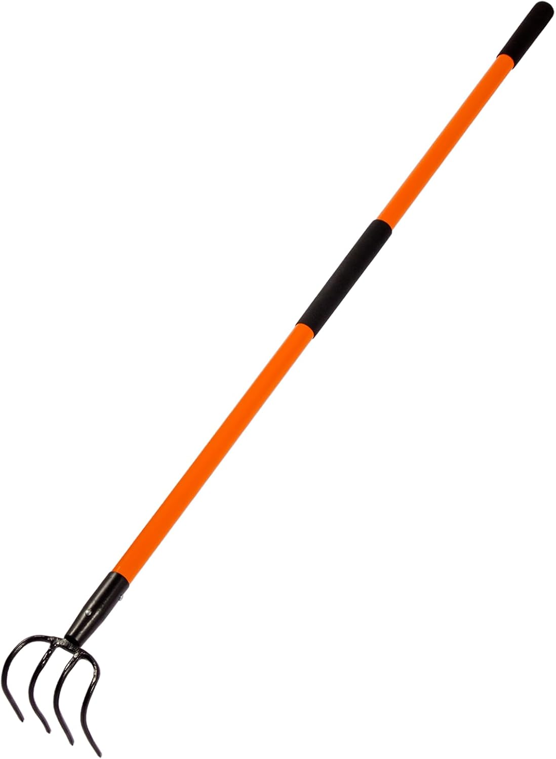 4 Tines Garden Cultivator with Fiberglass Handle, 58 Inches