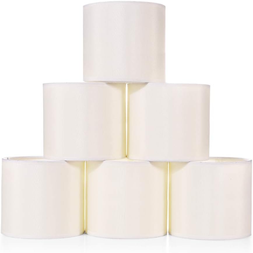 Wellmet Small Lamp Shades for Candle Bulbs - Set of 6 Cream White