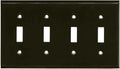 Switch Hits Satin Nickel Black Outlet Wall Plate 4 Toggle - Real Brass