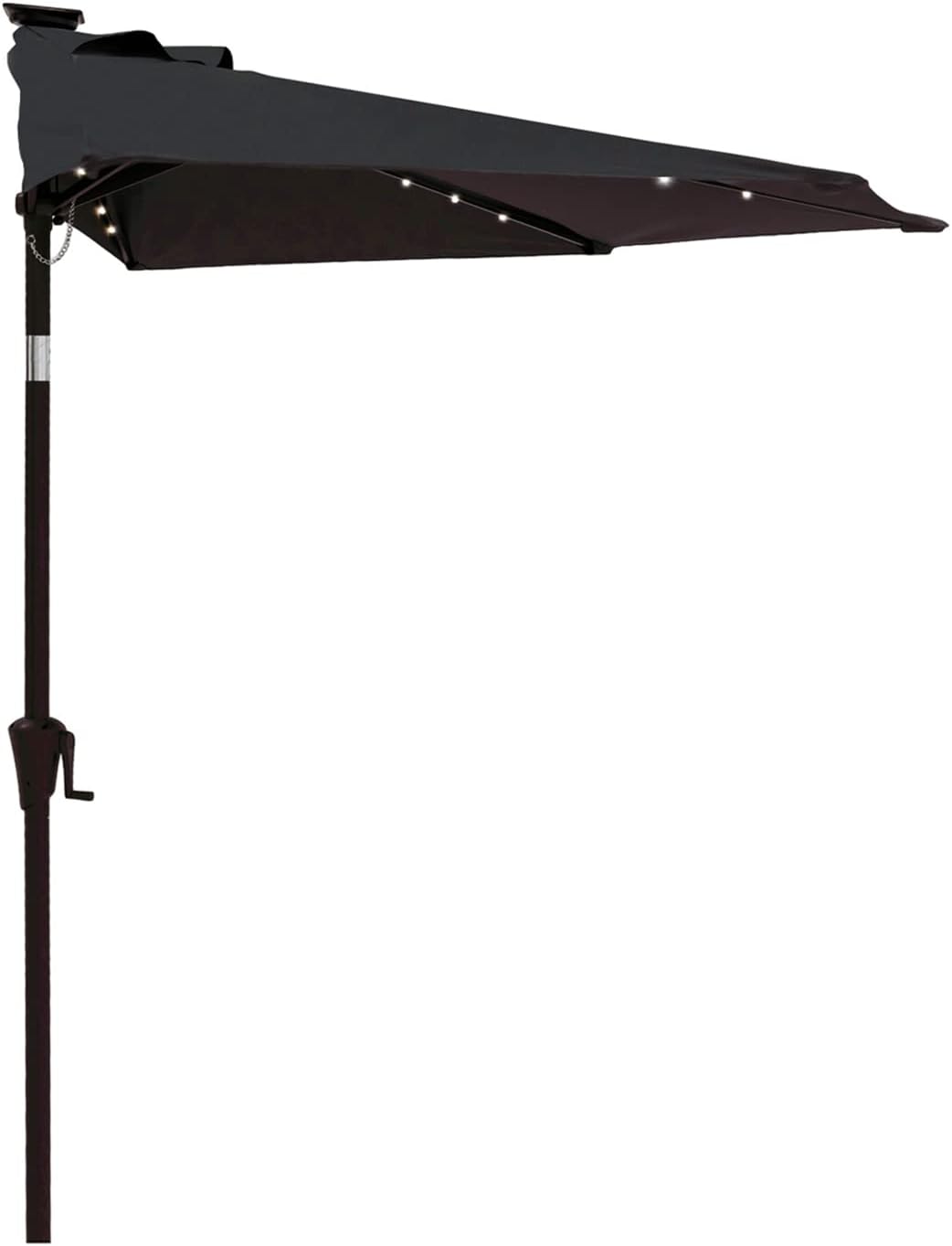 9 ft Small Half Round Solar Powered Umbrella with LED Lights