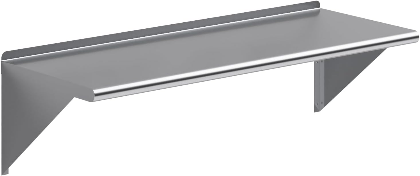 Stainless Steel Wall Shelf 48in Long for Kitchen and Garage Use