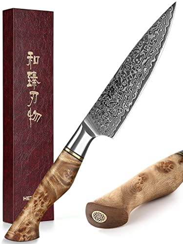 HEZHEN 5 inch Utility Knife - Razor Sharp Damascus Steel Design