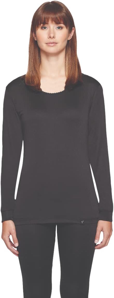 Terramar Womens Thermasilk Pointelle Scoop Top for Comfort