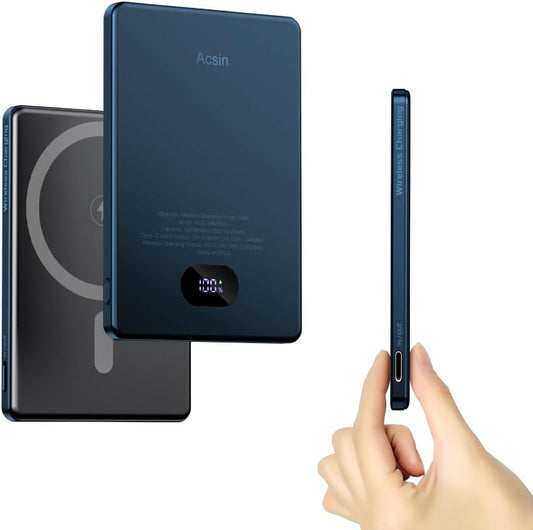 5000mAh Ultra Slim Magnetic Charger for iPhone 15 Pro Max - Blue