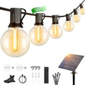 OHLUX 120FT Solar String Lights Outdoor with Remote - Warm Cafe Glow
