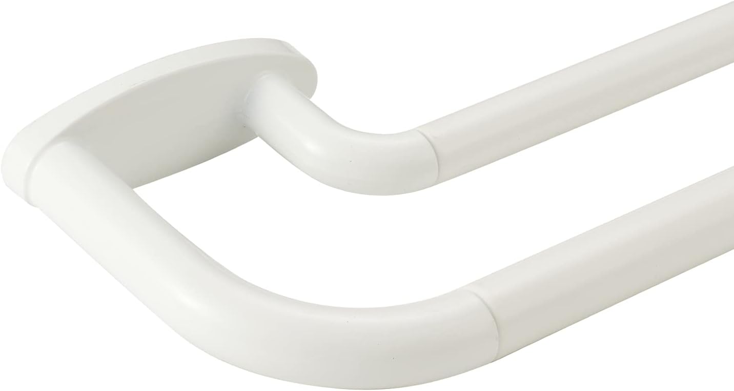 Double Curtain Rods White for Room Darkening Drapery 72-144 in