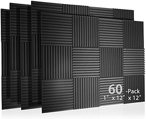 60 Pack Acoustic Panel Foam Sound Proof Treatment Room Kit