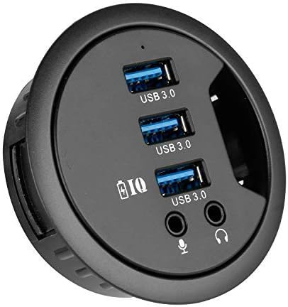 WDX Grommet Hole Desk USB 3.0 Hub with Audio Jack for Phones