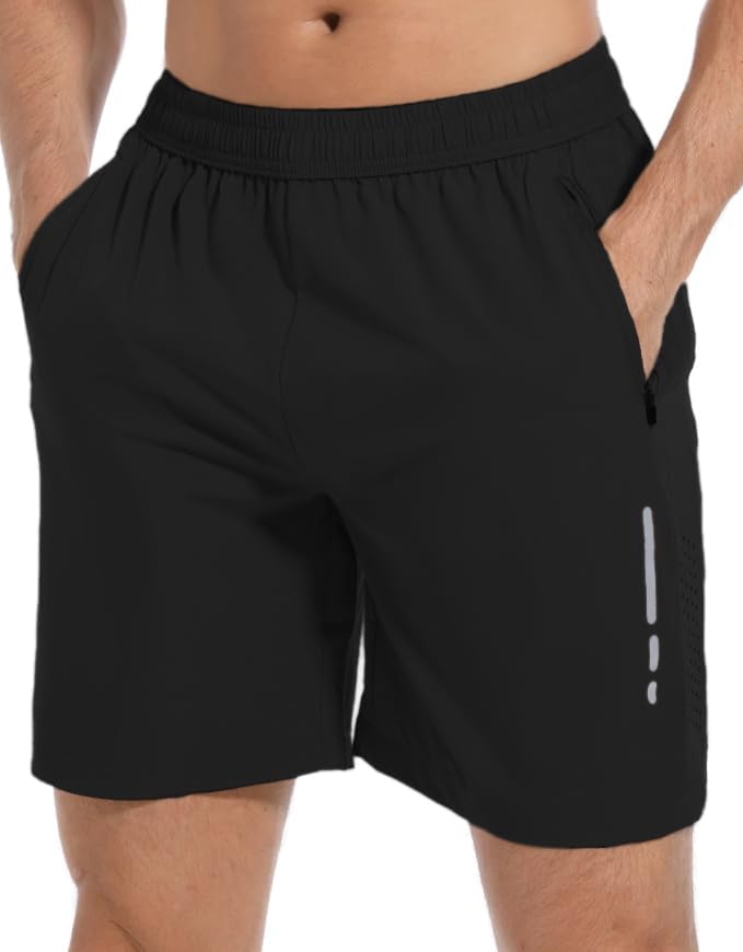 Quick Dry Men's Running Shorts with Zip Pockets - HEOYUTSEN