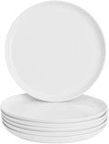 White Dinner Plates Set of 6 9 in Porcelain - Smooth, Stackable Set