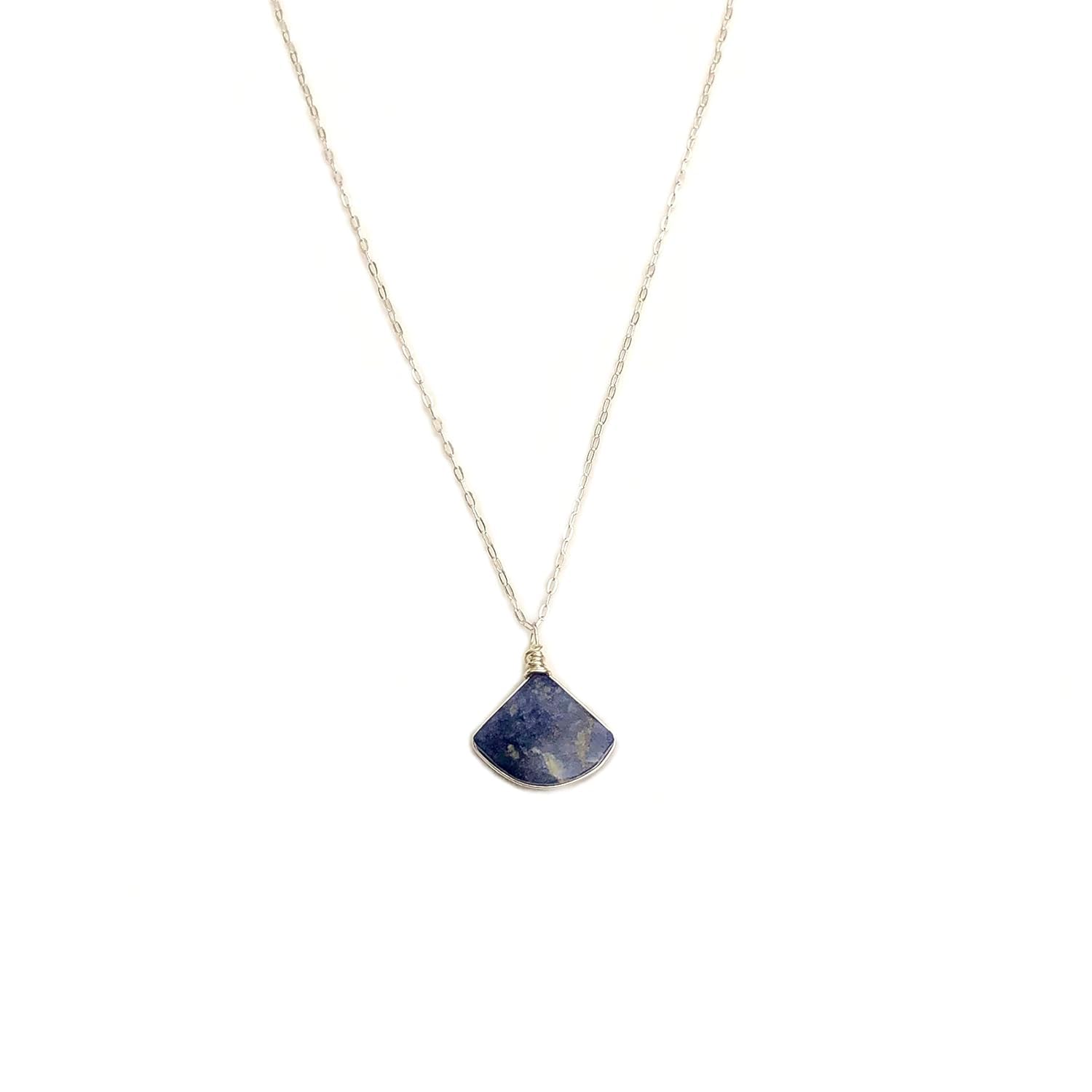 Sodalite Triangle Pendant Necklace in Sterling Silver for Women