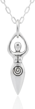 Sterling Silver Fertility Goddess 3D Charm Necklace - Mother Earth