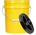 Yellow 5 Gallon Food Grade Plastic Bucket with Black Screw Lid - Tight