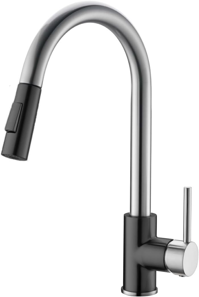 Havin Brushed and Black Pull Down Kitchen Faucet for Sinks