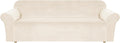 Stretch Velvet Sofa Cover XL 98-105 in Cream - Soft Protective Fit
