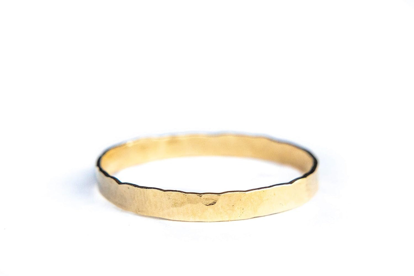 3mm Wide Gold Thumb Ring for Women - Hand Hammered Stacking Band