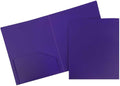 JAM PAPER Heavy Duty Plastic 2 Pocket School Folders - Purple