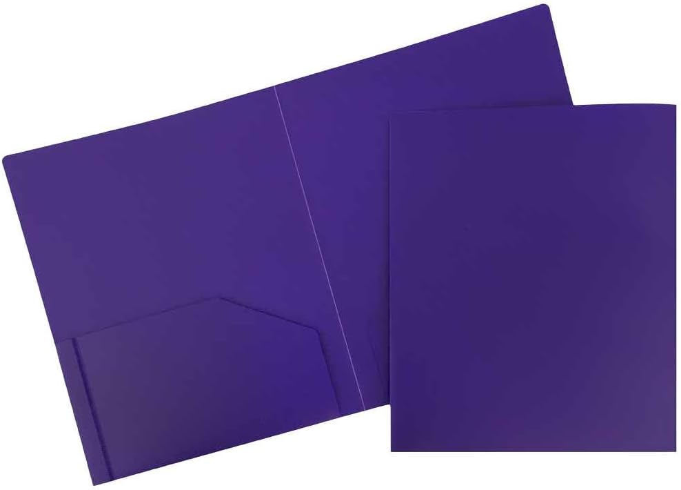 JAM PAPER Heavy Duty Plastic 2 Pocket Folders - Bulk 48 Pack