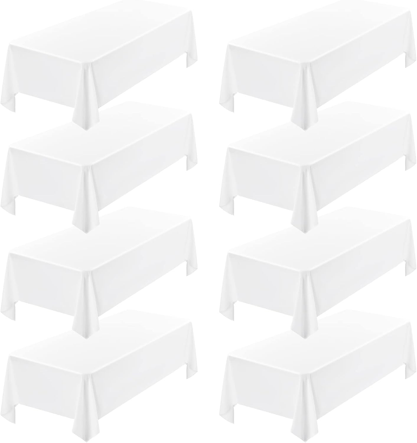 Showgeous 8 Pack White Tablecloth 60 x 102 Inch for Events