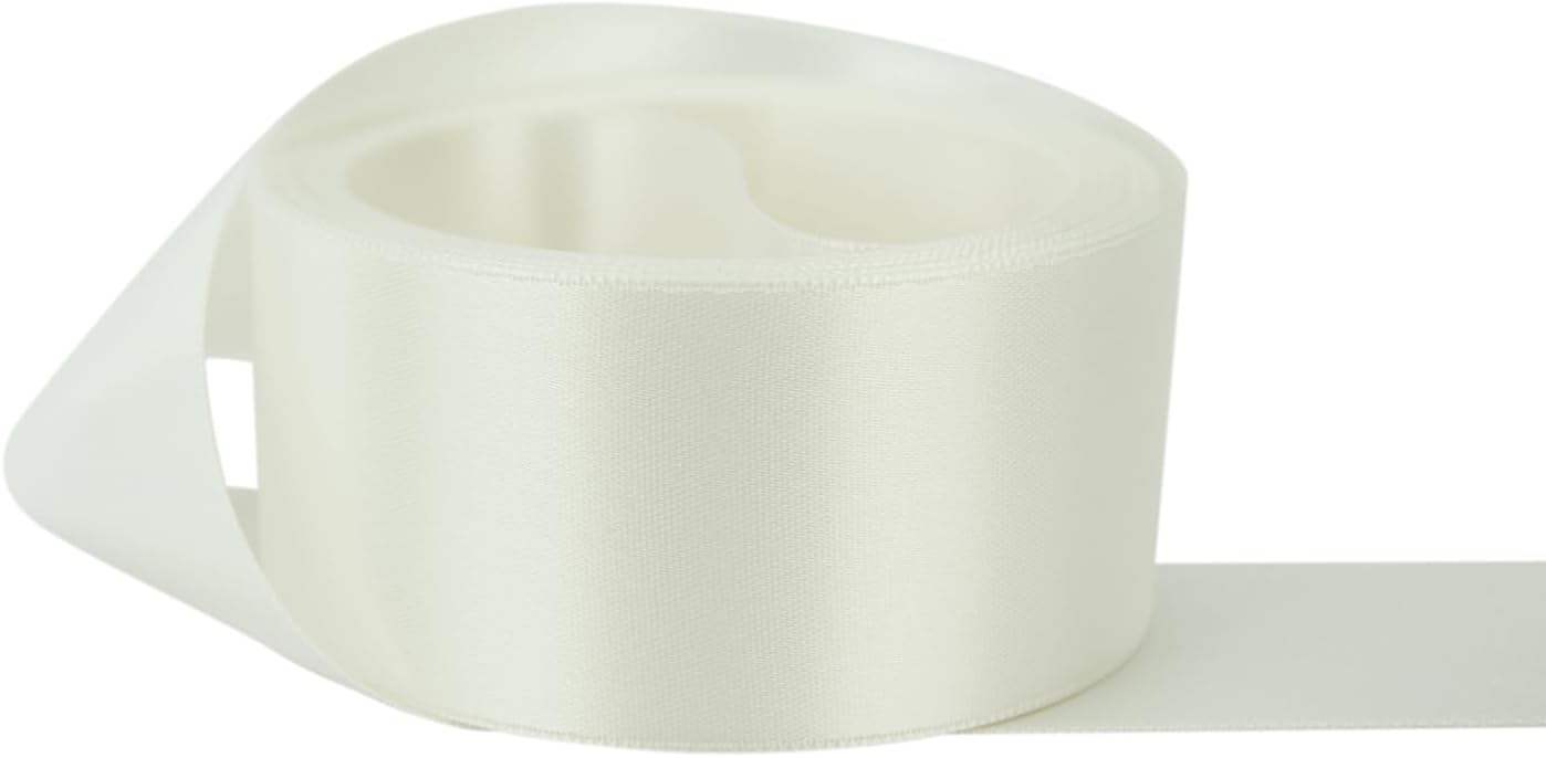 Ribbon Bazaar Double Faced Satin 4 in Off White 25yd for Crafts