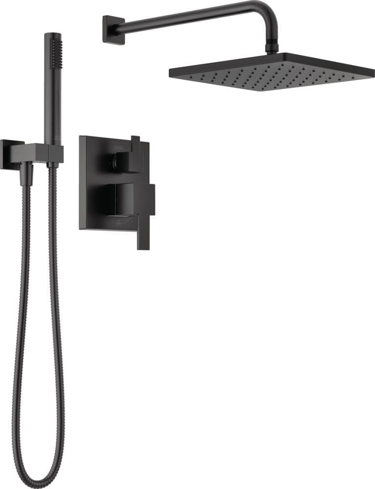 Delta Modern Raincan Shower System with Rain Shower Head and Spray