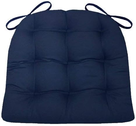 Navy Blue Dining Chair Pad with Ties - 100% Cotton Comfort