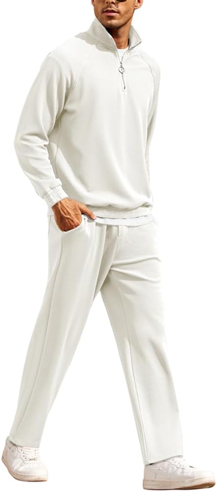 COOFANDY Men's Tracksuit 2 Piece Relaxed Fit Half-zip Set