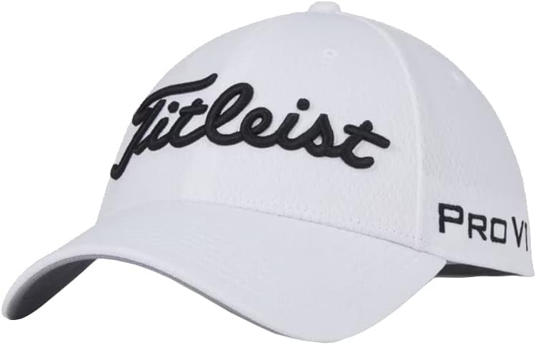 Titleist Men's Golf Tour Hat in White/Black, XXL Fit