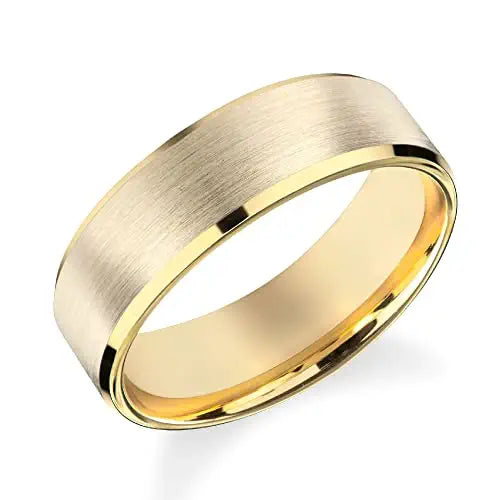 ETERNATE 14k Solid Gold Beveled Edge Wedding Band for All