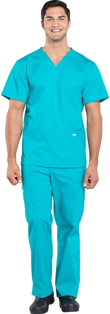 Cherokee Scrub Set for Men - 4 Pocket V-Neck Top & Cargo Pants