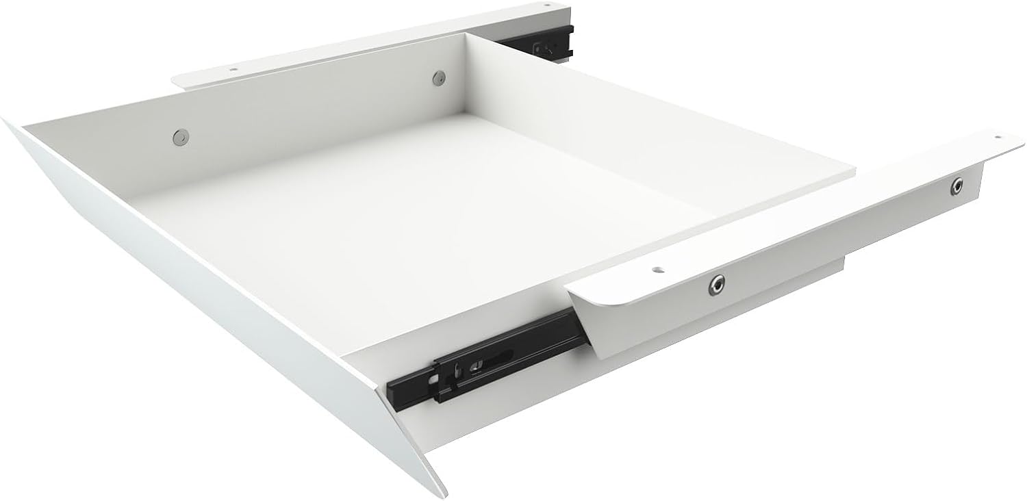 White Under Desk Mounted Sliding Drawer for Efficient Storage