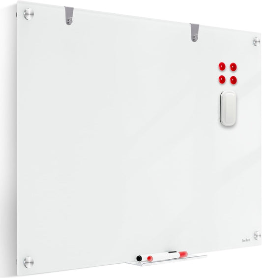 Glass Magnetic Dry Erase Whiteboard - Premium Quality 36in x 24