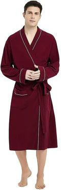 Mens Cotton Robe Lightweight Knit Bathrobe - Soft, Breathable Comfort