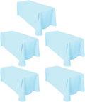 LTC LINENS 5-Pack 90x132 in Baby Blue Tablecloths - Floor-Length Drop