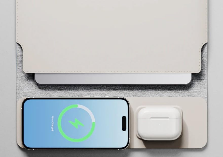 4-in-1 Laptop Sleeve with Mag Safe Charging and Storage