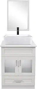 24 Inch Traditional Bathroom Vanity Set with Ceramic Vessel Sink