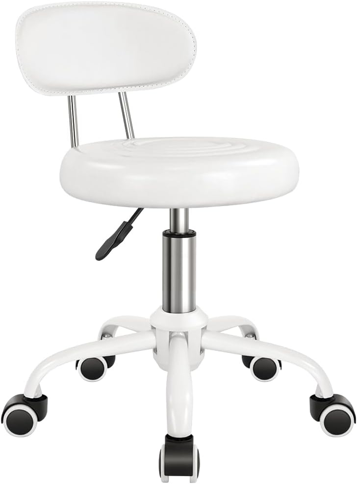 Height Adjustable Rolling Stool with Wheels for Home Office