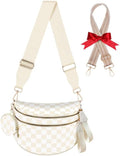 Bum Bags for Women Large Checkered Nylon Crossbody - Expandable